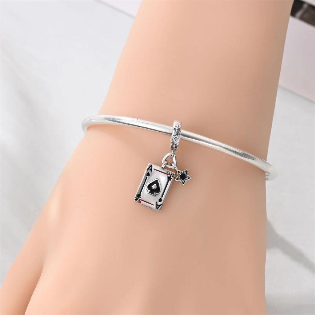Black Spider Skeleton Charm Bead Components Skeleton Cat Poker Bead Component Pendant Bead Component Compatible With Copper Metal Authentic Original