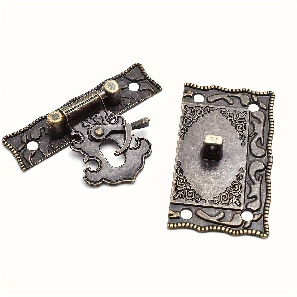 Sada 4 sad starožitného bronzového rytého hardwaru – složitá západka, vintage pant, bezpečný zámek pro dřevěné pouzdra a šperkovnice