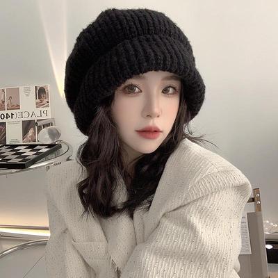 Women's Oversized Knitted Wool Hat: Autumn/Winter Pile Hat with Ear Protection