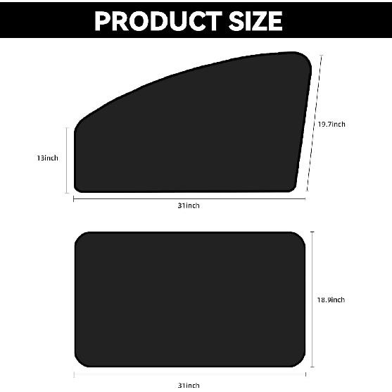 QUICTO Car Window Sun Shades, Universal Interior Accessories - Double-Sided Black (4Pcs)