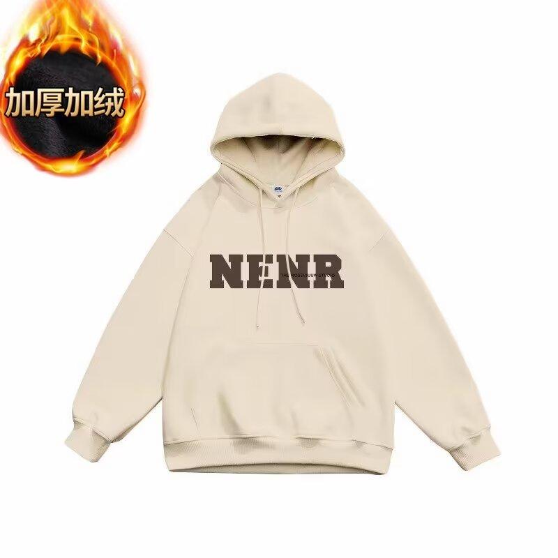 

Мужской свитер с капюшоном, повседневный свободный модный топ с буквенным принтом, универсальное пальто 5XL абрикосовый