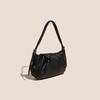 Soft Leather Bag for Girls, Solid-colored Leather Cloud Bag, Hand-held, Single-shoulder, Slanted, Pleated Dumpling Bag