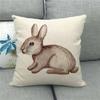 Easter Cushion Cover Cute Bunny Eggs Printed Pillow Covers 18x18 Inches Easter Decorations Hare Rabbit Flower Linen Pillowcase