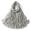 Muslim Cotton Rayon Hijab Solid Color Plain Scarf Women Soft Cotton Viscose Thin Voile Shawl Remove Edge Headscarf Turban
