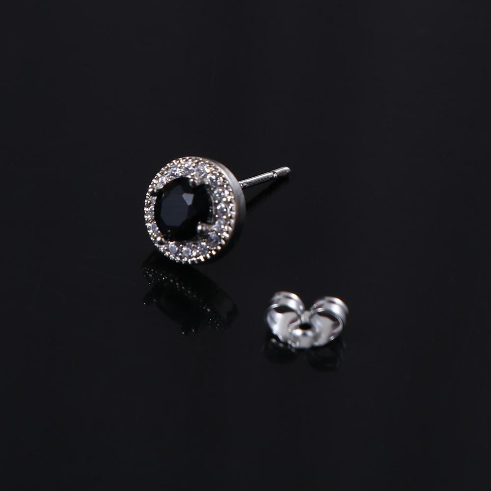 Retro Luxury Mini Hip Hop Silver Cool Round Ear Stud Korean Style Ear Stud Crystal Man Earrings