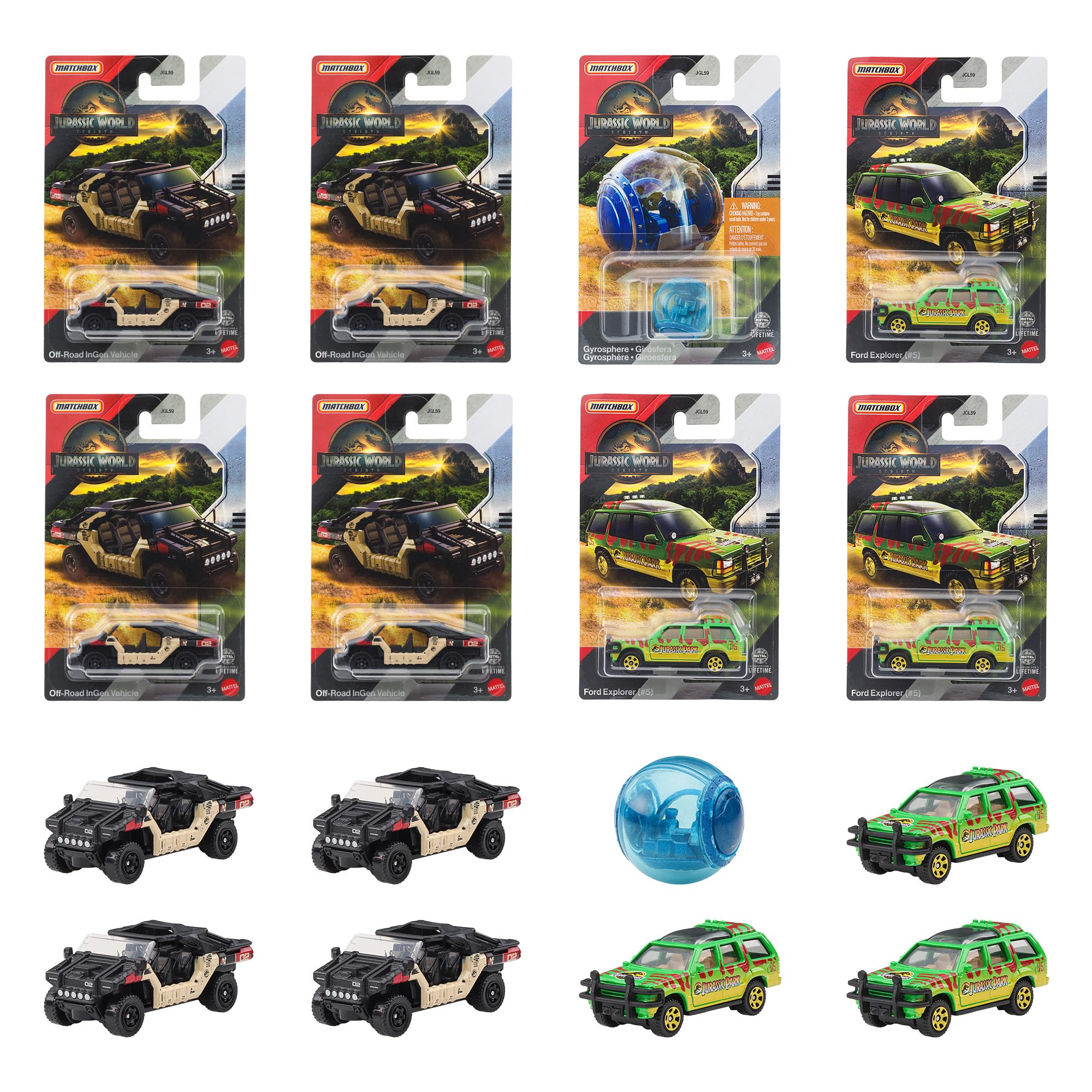 

Matchbox Jurassic World Базовая машинка Игрушка, Коробка на 24 машинки, 3+, Многоцелевая, 986A-JGL59