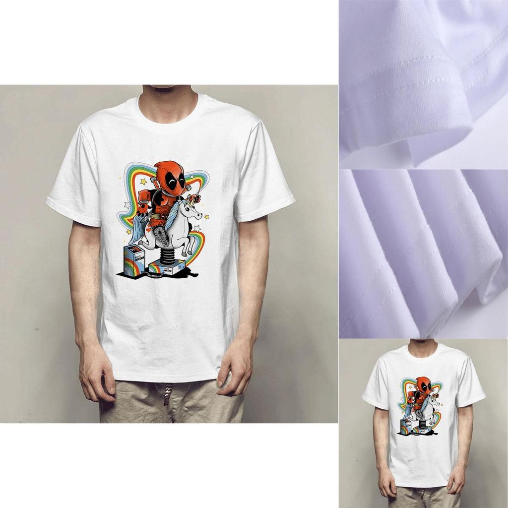 Deadpool Cartoon Horse Rainbow 3d Men Tops Tee Licorne Unicorn Anime T Shirt
