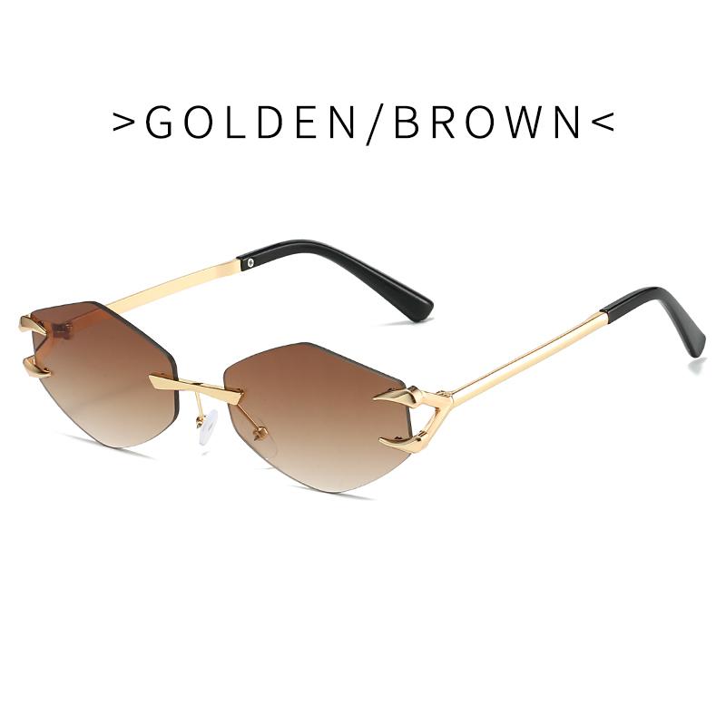 Retro Polygonal Sunglasses for Women Fashion Rimless Irregular Square Ladies Sun glasses Shades Retro Alloy Eyewear