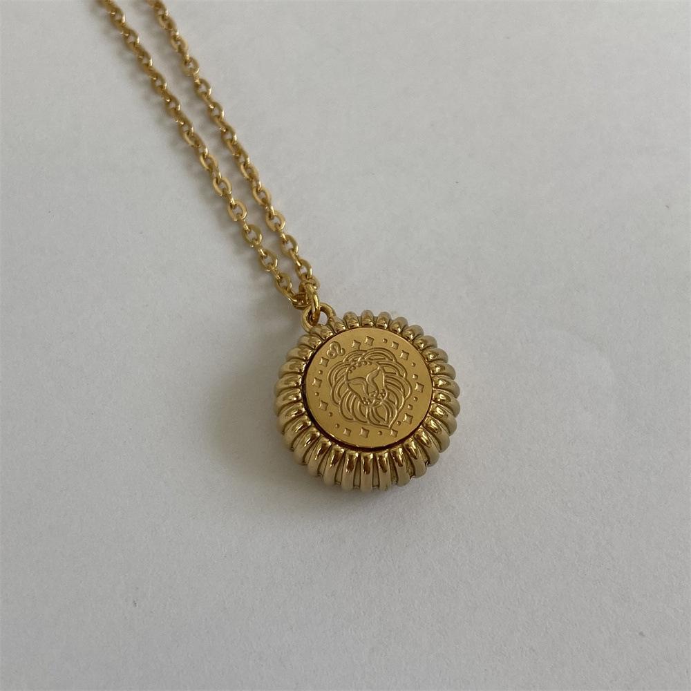 

Twelve Constellations Round Pendant Necklace Constellation Rune Necklace Color Retention