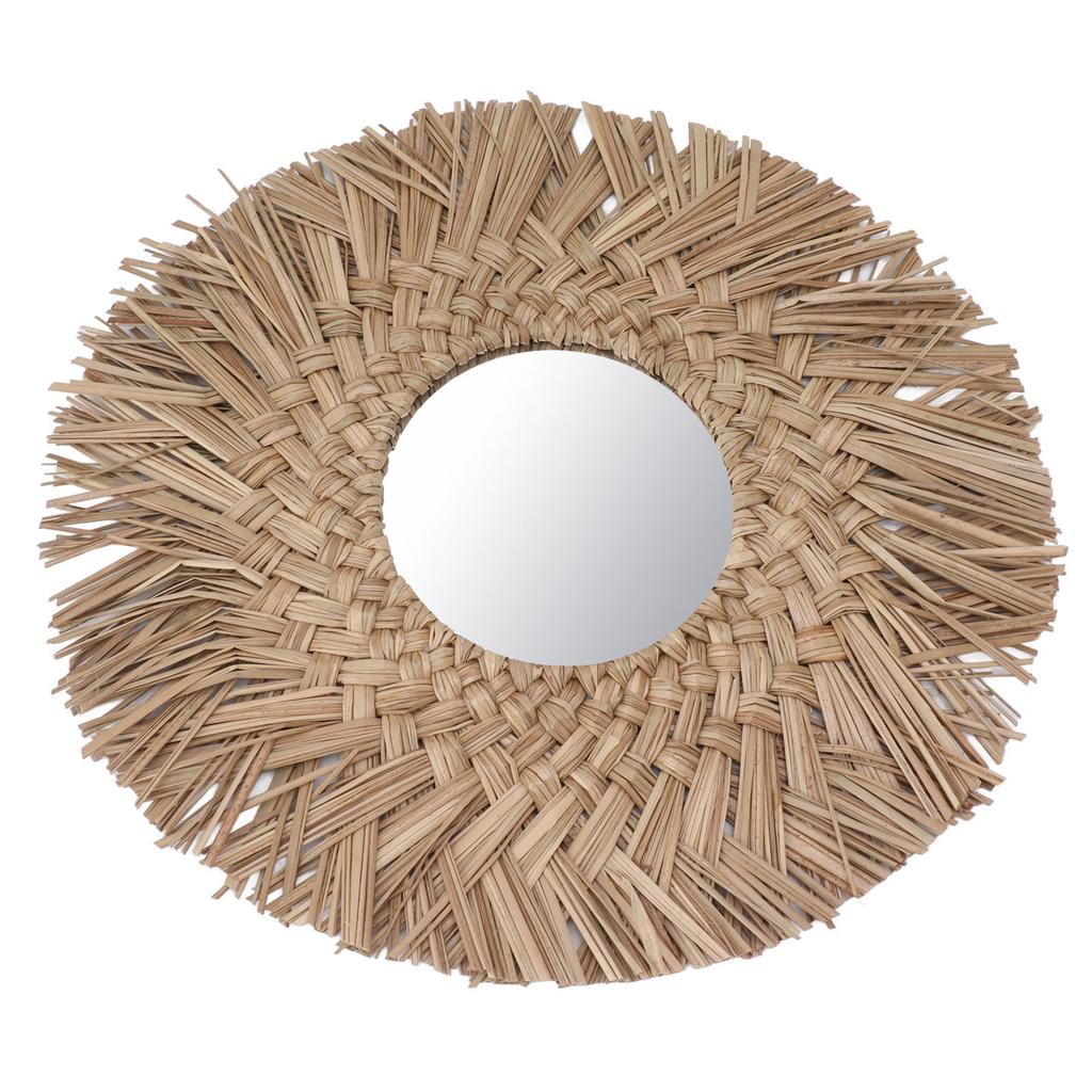 Nástěnné zrcadlo z proutí Retro Krásné proutěné závěsné zrcadlo pro dekoraci koleje