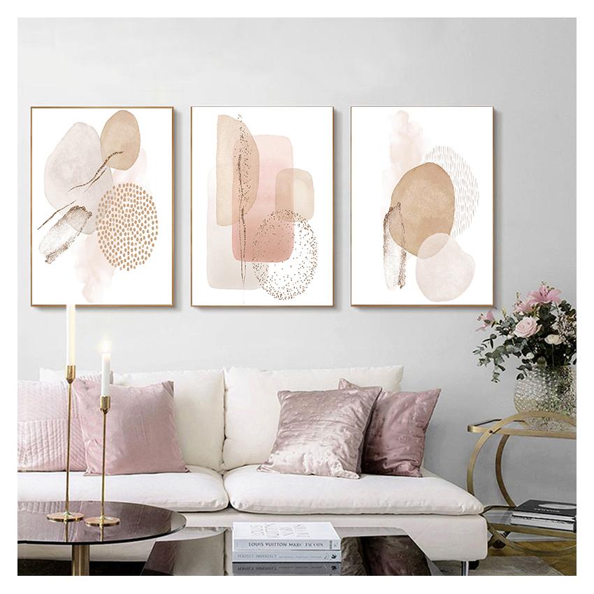 Color Geometry Canvas Painting Poster Print Wall Art Picture Bedroom Living Room Home Decor Trendy Modern Abstract Pink Beige