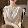 Women's Summer Mulberry Silk Blended Camisole Top 50% Silk Breathable Cool Top 50% Polyester Fiber Slim Bottoming Shirt