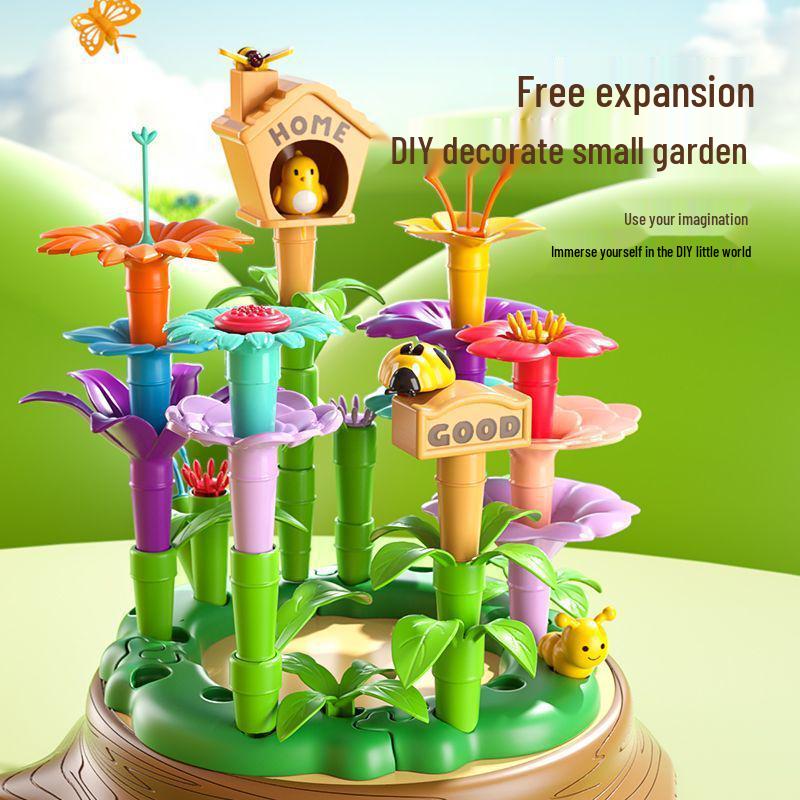 DIY Ever-Changing Flower Puzzle Toys for Kids - New Chinese Style Garden Building Blocks & Handicrafts