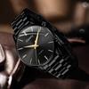 5PCS Black Alloy Strap Men's Watch Set Business Trend Simple Lines Scale Round Dial Quartz Watch Bracelet Set Perfect Gift
