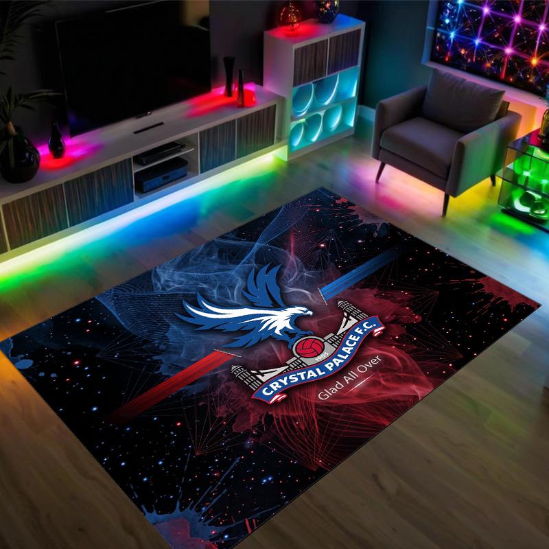 Crystal Palace Fußball Design Kristall Samt Teppich Gemütlich Kein?Rutschfester Teppich mit Aufdruck für Schlafzimmer Wohnzimmer Eingang