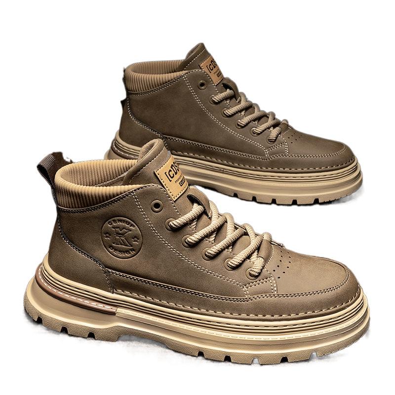 Martin boots autumn high-top retro board shoes short boots British casual mid-top leather shoes