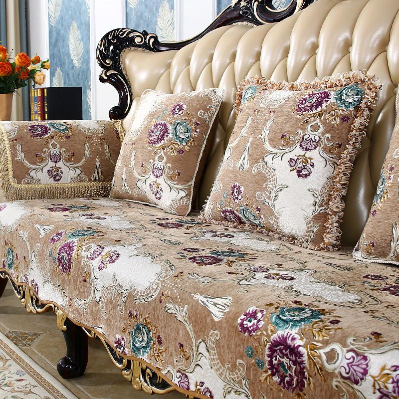 Jacquard Fabric Sofa Cover European Luxury Chenille Non-slip Slipcover Living Room Decoration All-season Sofa Towel Home Decor