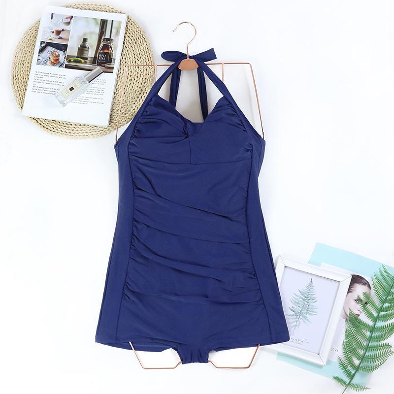 Women's Swimsuit Female Conservative Cover Belly Thin One-piece Sports Flat Corner Large Size Spa Swimsuit