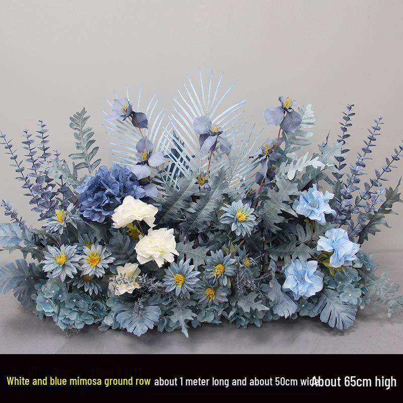 Blue Artificial Flower Row for Wedding Aisles and T-stage Decorations