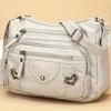 With Adjustable Shoulder Strap, Multiple Zippered Heart Cut-Out Design - Solid Color Handbag For Work, Shopping, Daily Use
