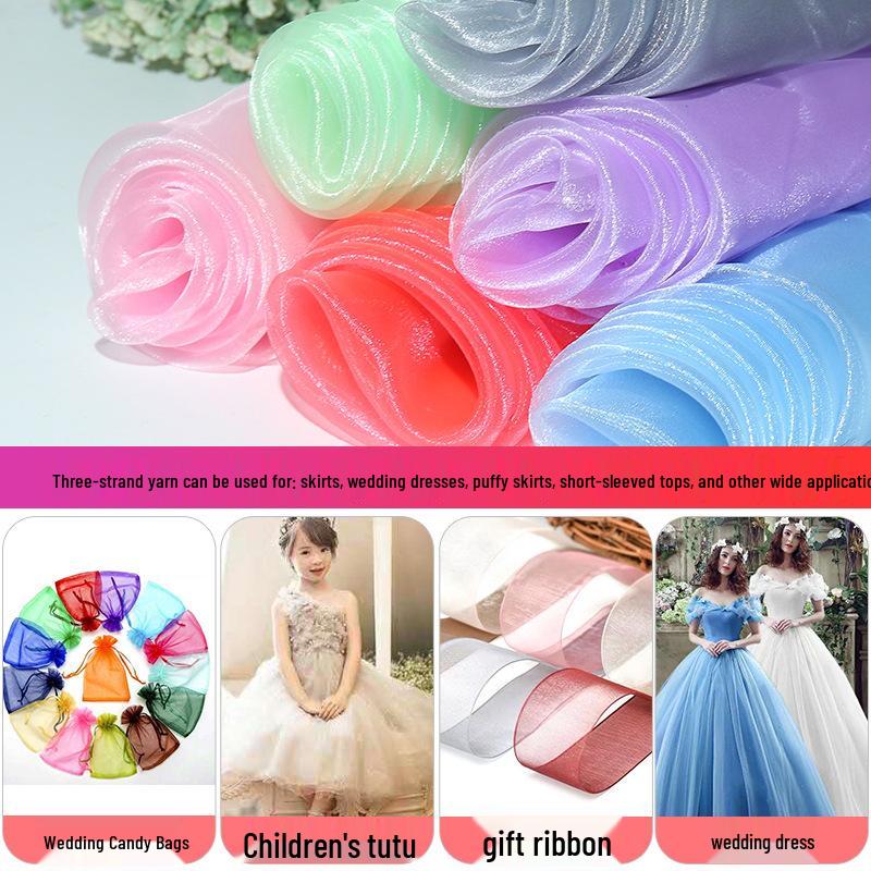 Slightly Stiff Sparkling Organza Gauze Fabric for Wedding & Evening Gowns