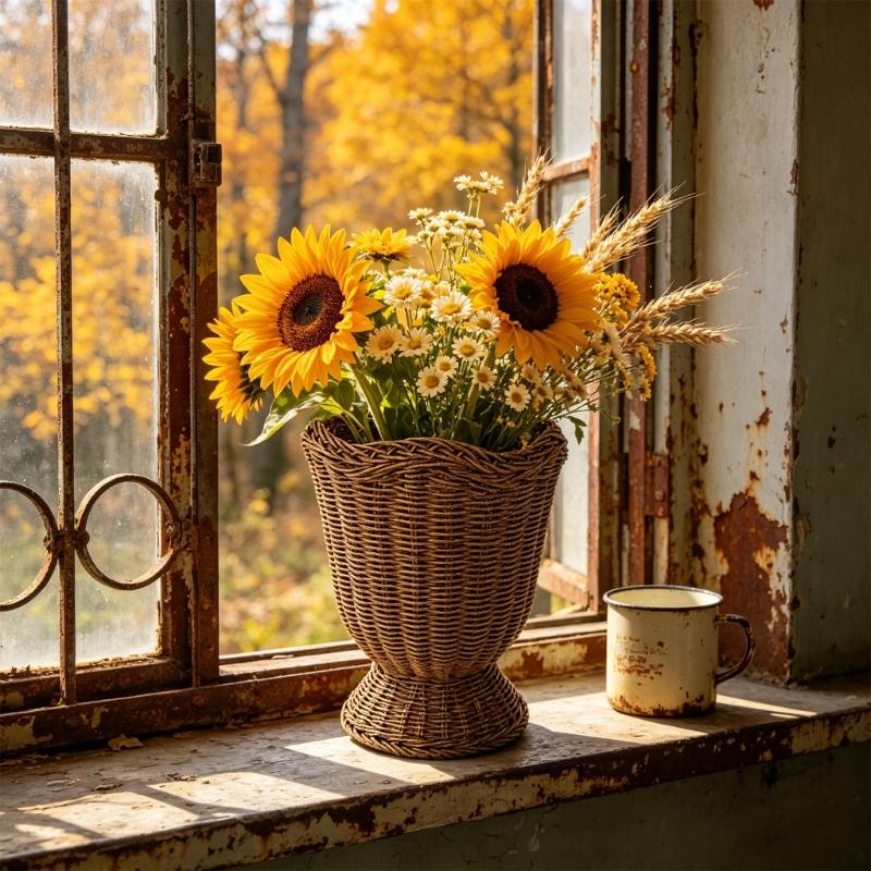Vasi in Rattan Vasi da Fiore Intrecciati a Mano per Erba della Pampa Fiori Secchi Stili Bohemienne Vasi Rustici Centrotavola