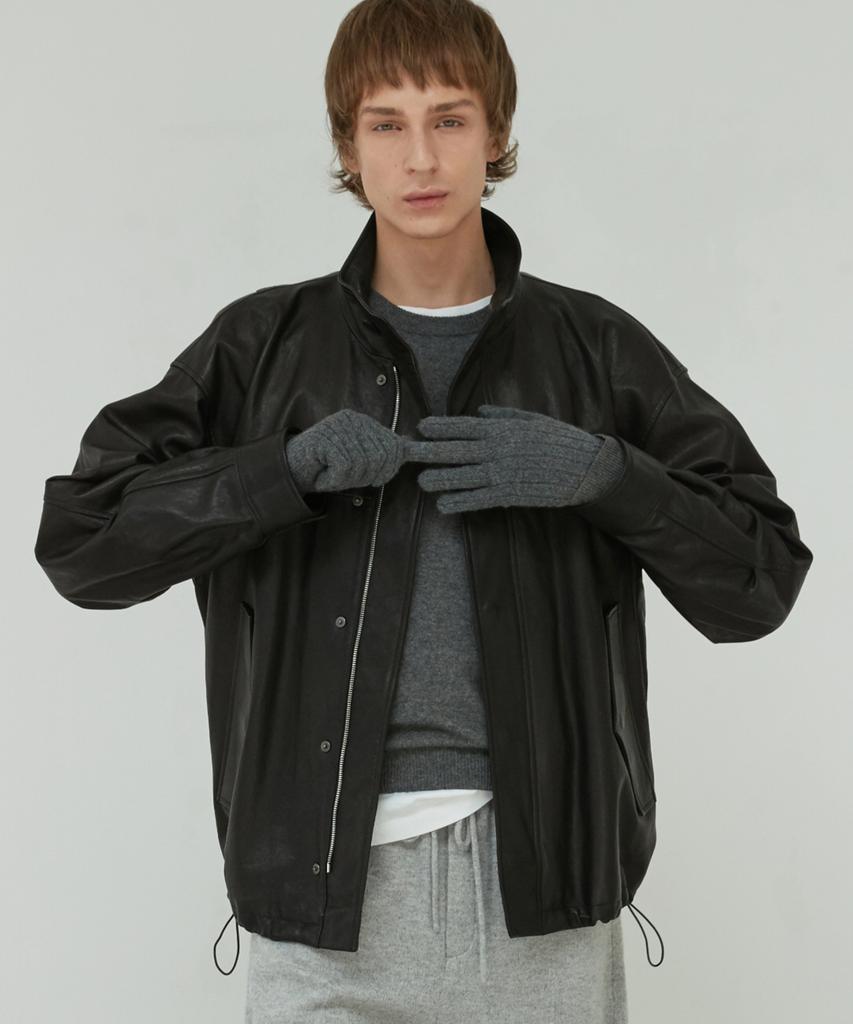 Verdemar Italian Vegetable Lambskin High-Neck Oversized Jumper_Black