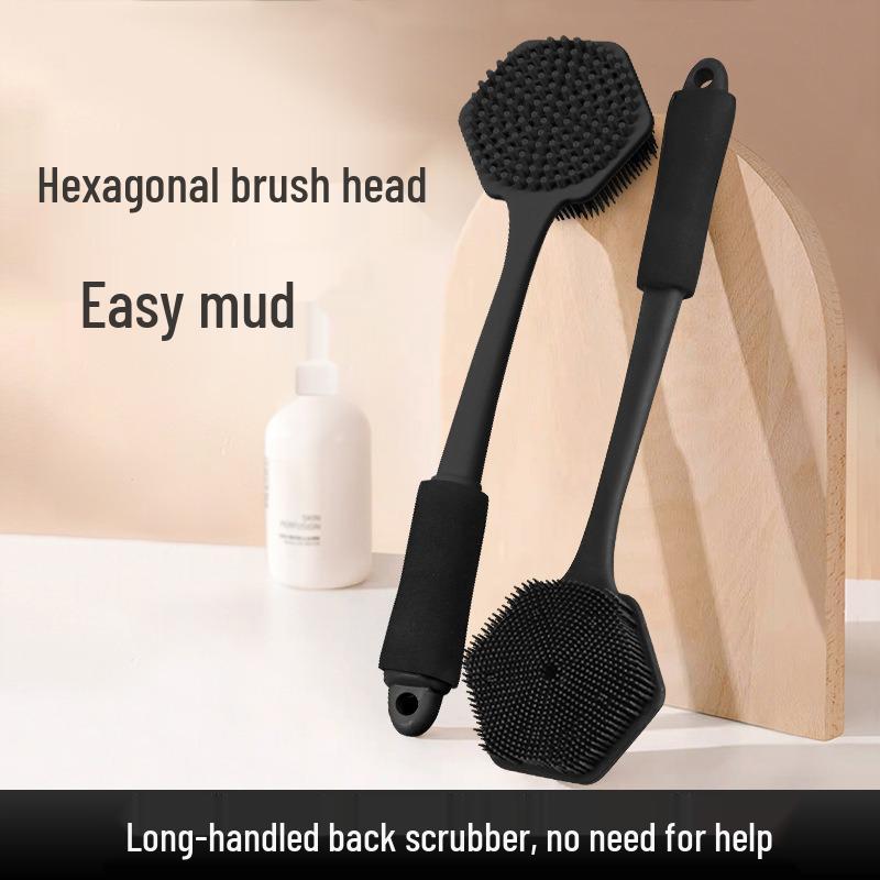 Silicone Long-Handled Soft Bristle Bath Brush for Easy Back Scrubbing