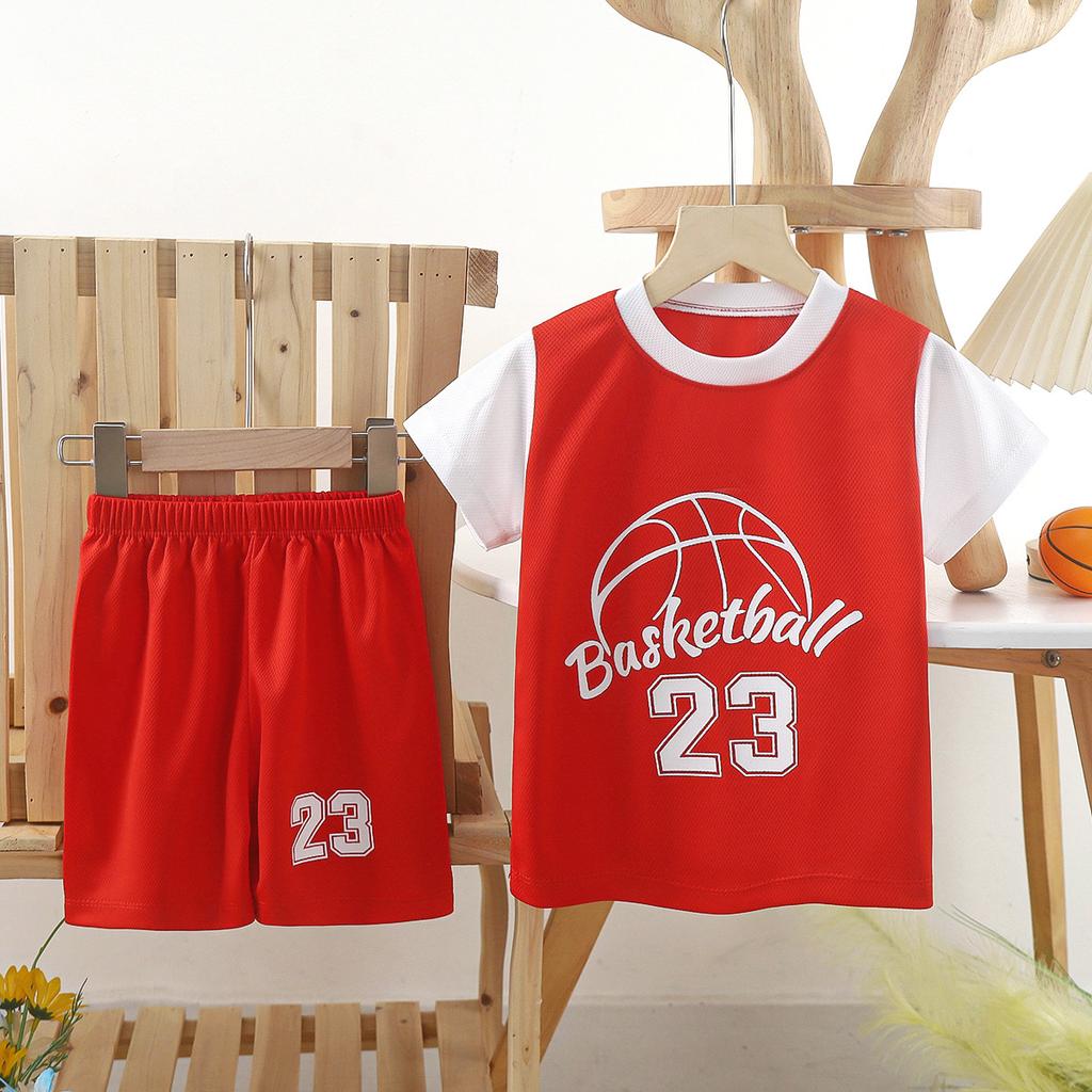 Children's Basketball Jersey Set Boys Girls Dry Fit Mesh Summer Sports Wear Short Sleeve Kids Clothing Athletic Outfit
