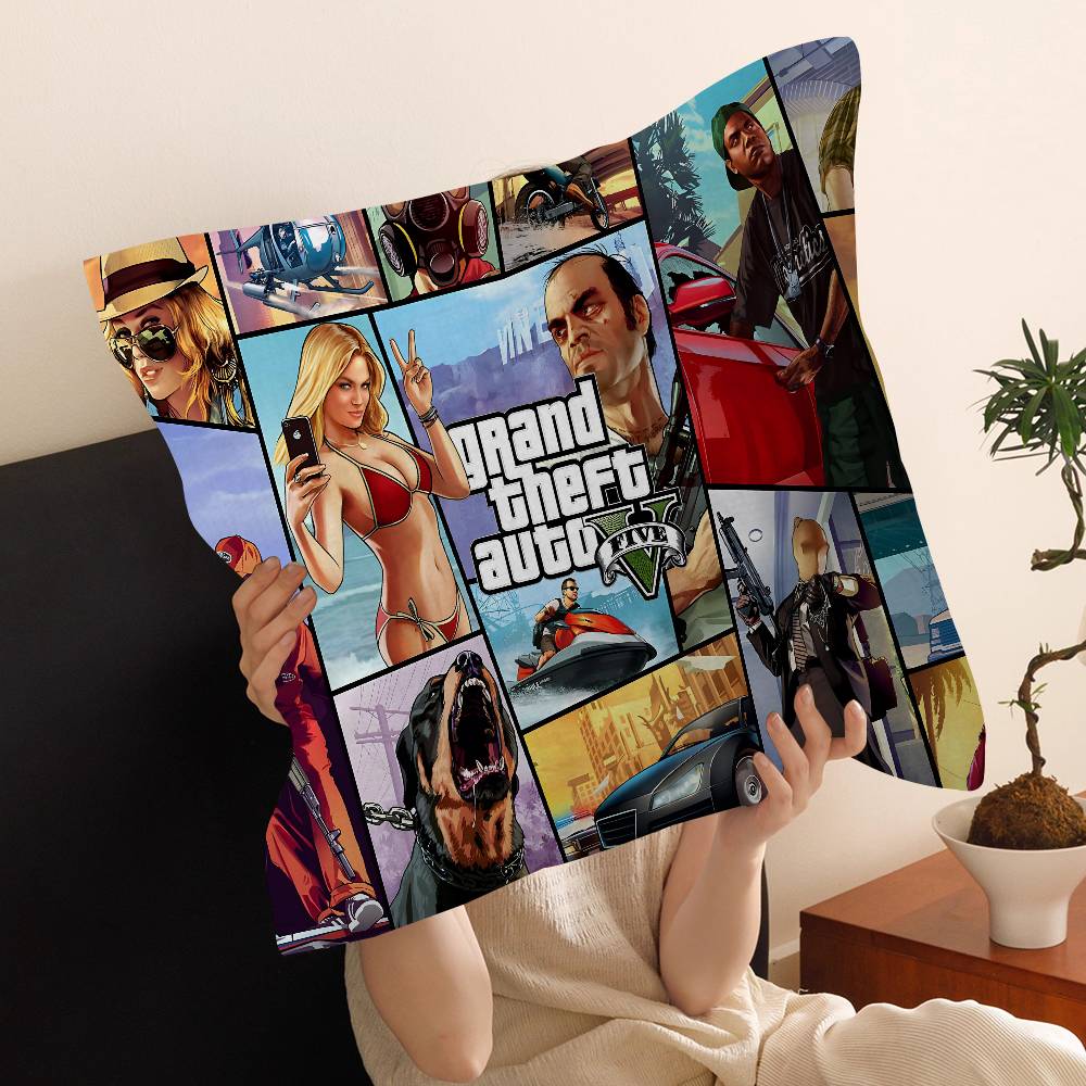Action Game Grand TTheft Auto Cushion Cover Car Throw Pillow Case For Sofa Car Christmas Gift 40x40cm 45x45cm