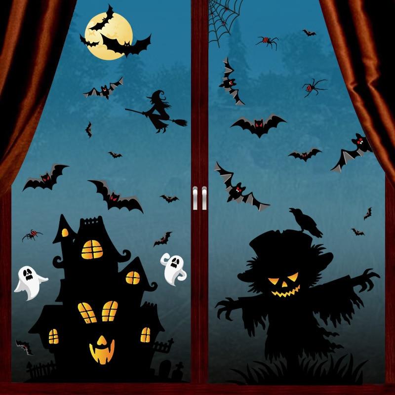 1 Pc Halloween Party Sticker  Ghost Spider Pumpkin Skeleton Sticker for DIY Decroate Window Static Electricity Sticker