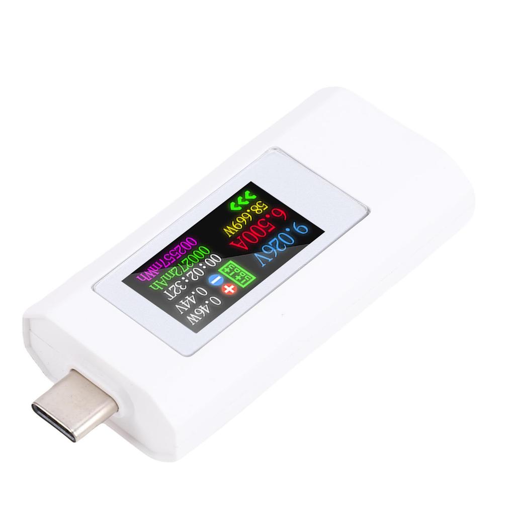 USB C Tester 0-6.5A 0-195W Voltage Current Power Capacity Tester Color Screen Type C Multimeter for 3C Digital Products