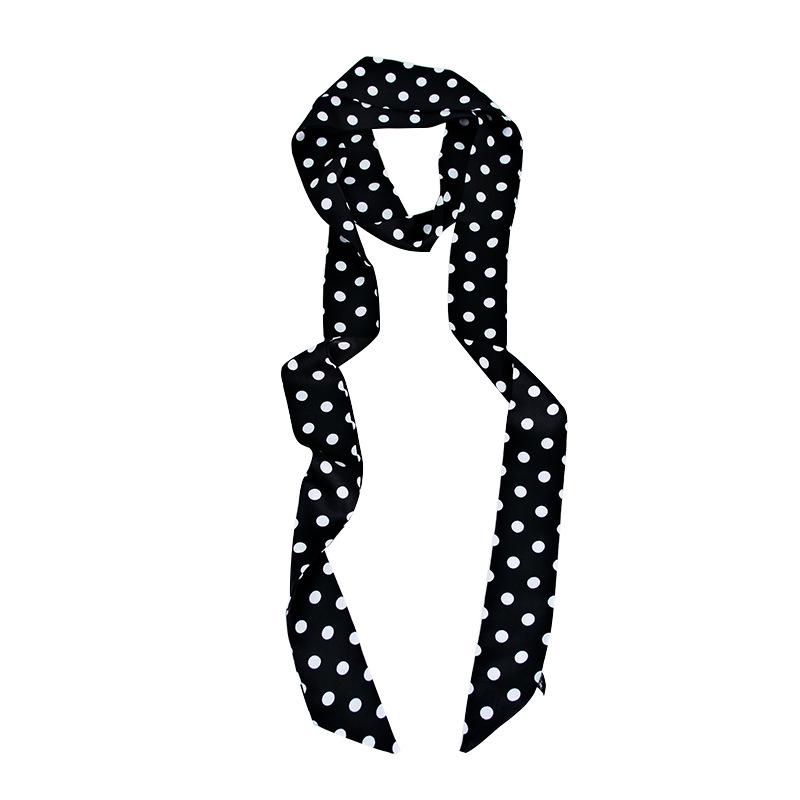 190cm Polka Dot Silk Scarf: Thin, Long, Versatile Ribbon for Hair, Waist, or Bag Accessory
