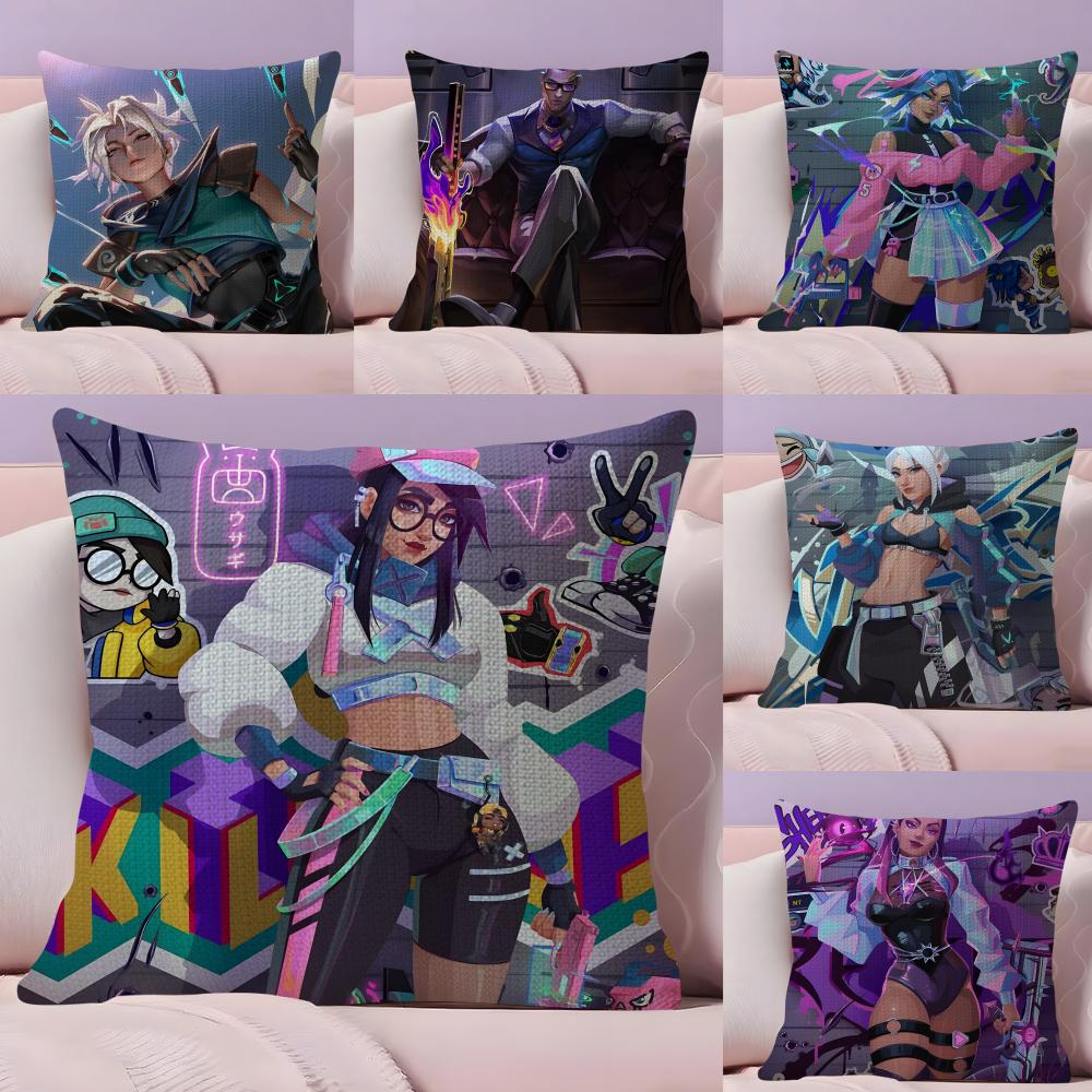 Games VVALORANTS Cushion Cover Natural Linen Pillow Case DoubleSided Print Decorative Sofa Pillowcase Home Decor Gift