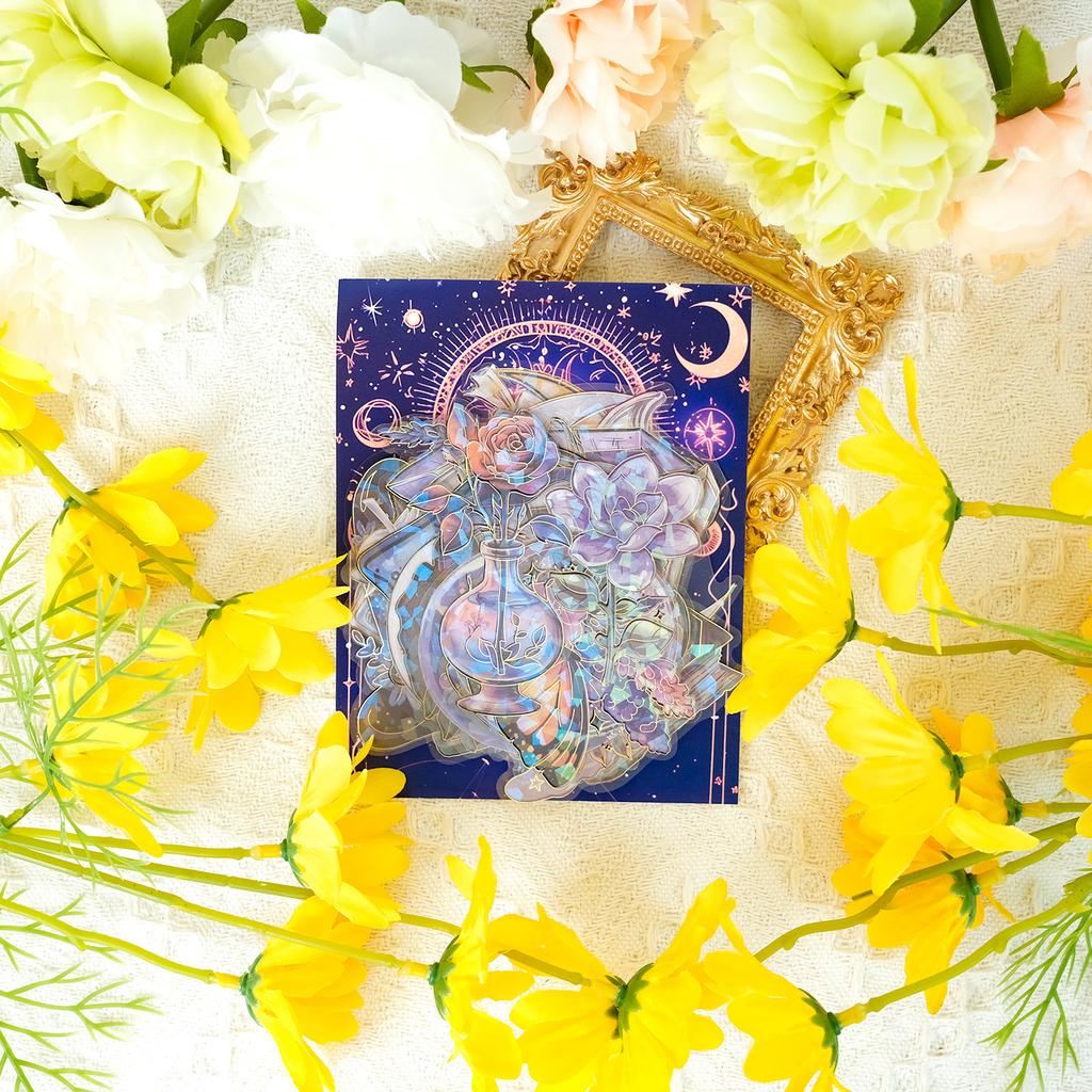 30 Magic Potion Moonlight Series Laser Pet Stickers Decorative Glass Mobile Phone Case Bronzing Stickers
