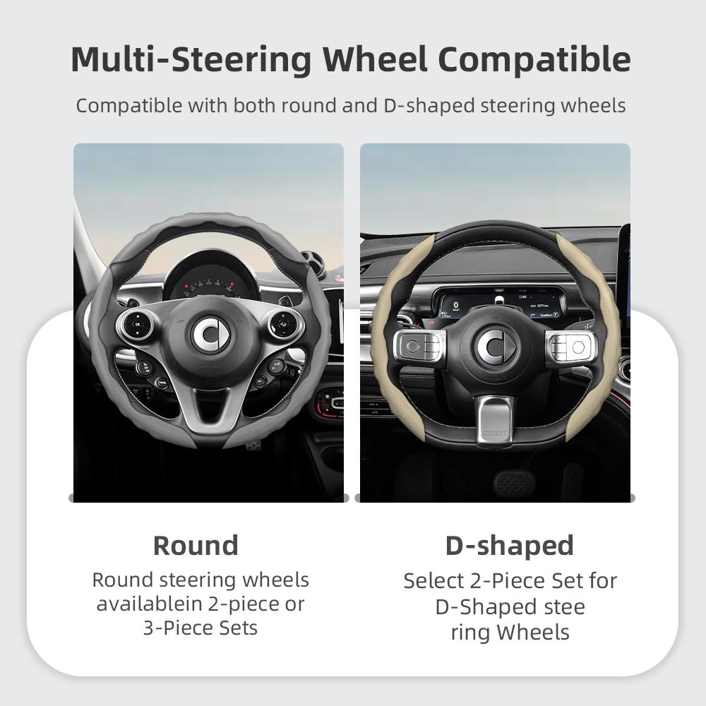 vcxja9 Suitable for Smart Steering Wheel Cover with Wavy Sports Design, Breathable Leather, Segmented Non-Slip Sweat-Absorbing Steering Wheel 