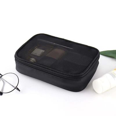 Fashion Portable Makeup Organizer Travel Female Zipper Wash Pouch Bath Storage Mesh Cosmetic Bag Makeup Case Storage Bag