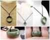 [Ishimachi] Carefully Selected Dark Jadeite Ring Necklace - Genuine Jadeite, Natural Stone, Protective, Five Virtues, Thumb Ring