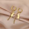 Jumping Cat Swinging Earrings Women's Stainless Steel Long tassel Earrings Fashion Earrings Cute Animal Jewelry Gifts
