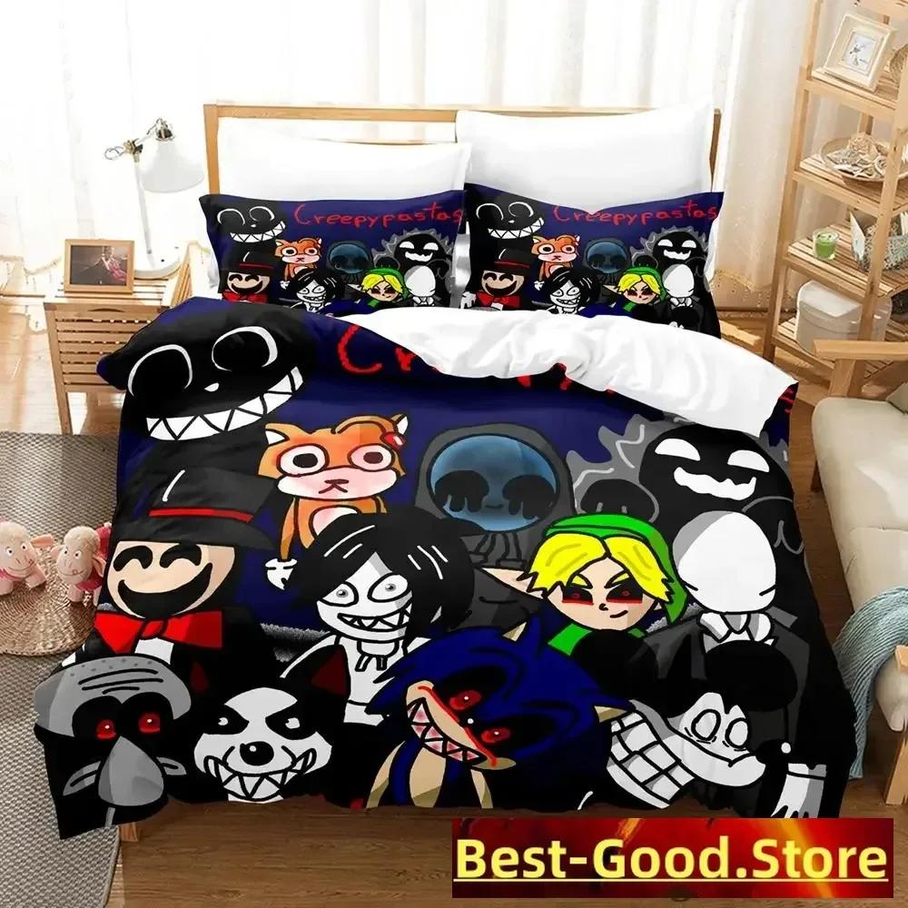 Jeff And Jane Creepypasta Printed Bed Set Duvet Cover Pillowcase Bedding Set Linen Sheet Quilt Cover Queen King Size Anime