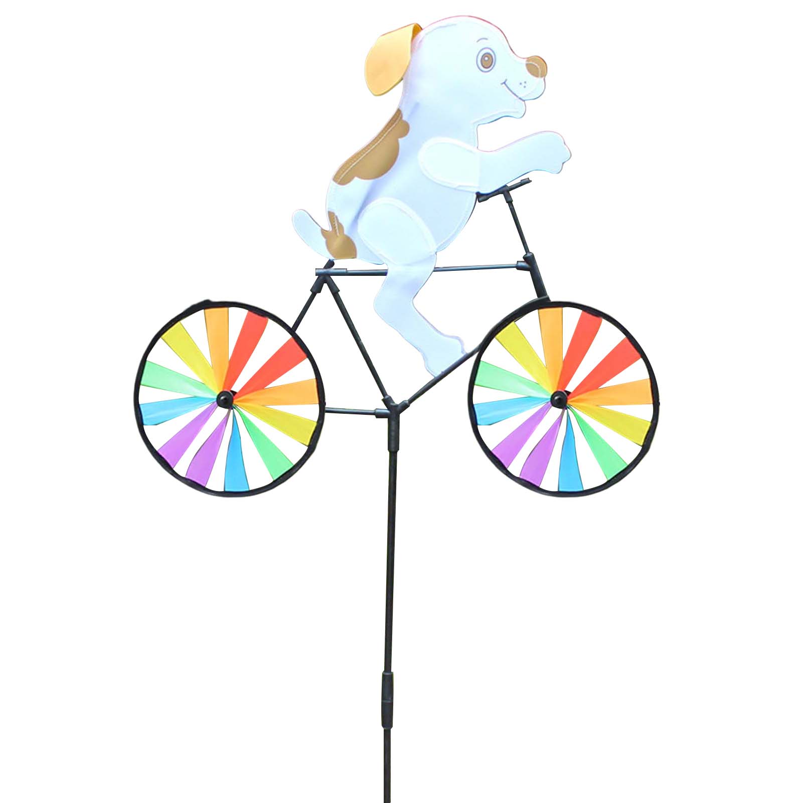 Cute 3D Animal on Bike Windmill Yard Art Whirly Garden Stakes Decorations for Garden Ornament Supplies