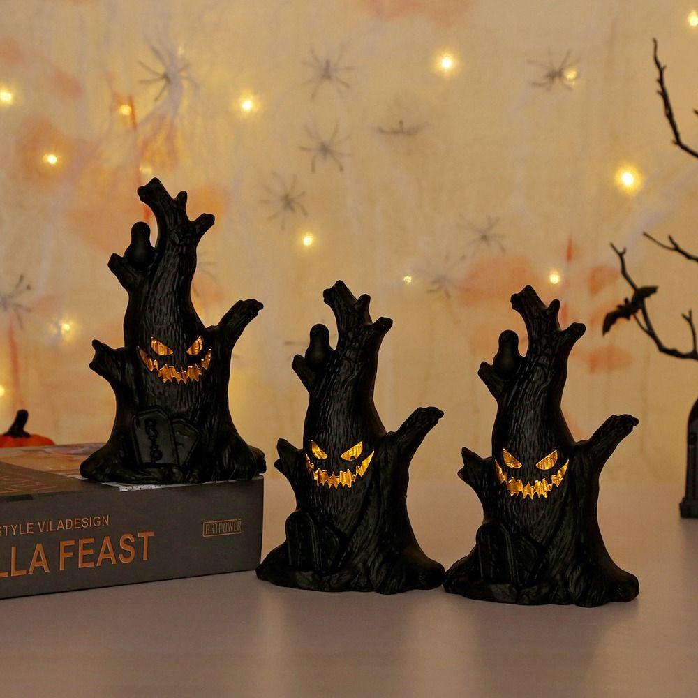 Safety Halloween Ghost Tree Lantern LED Ghost Tree Stumps Candle Halloween Supplies