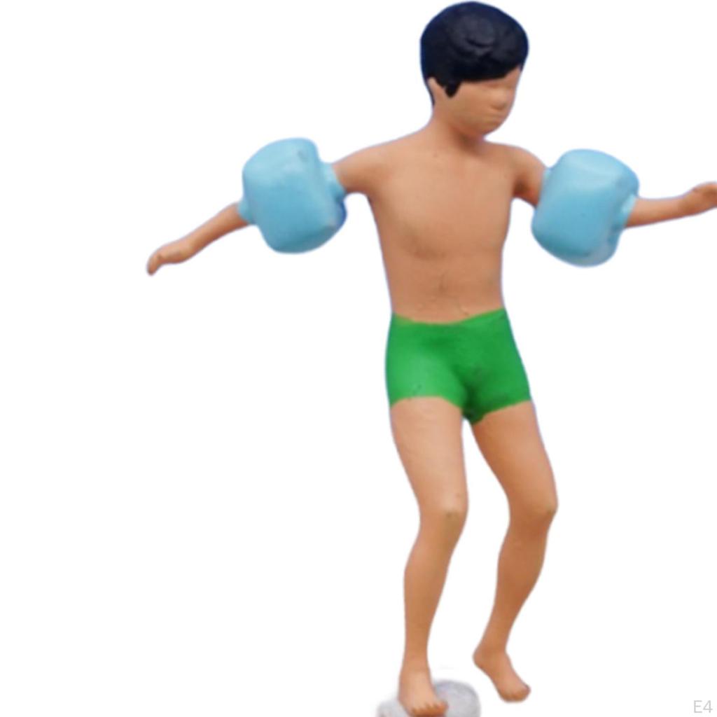 1/64 Diorama Figure Hand Painted Miniature Beach Surfing Scene Resin Figurines for Photo Props DIY