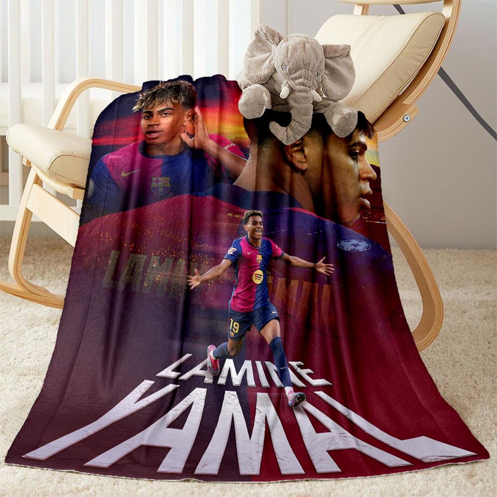 Lamine Yamal's Barcelona Player Action Blanket Durable Comfort Great for Livingroom Bed Chair for All Seasons Modern Birthday Christmas Gift Blanket
