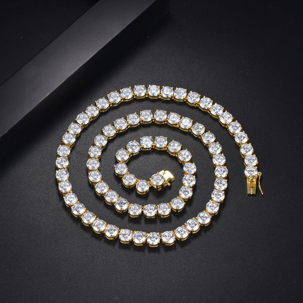 Men And Women Full Diamond Hip-Hop Necklace Jewelry, Fashion 2-6Mm4 Claw Copper Zircon Tennis Necklace