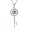 Womens Key Pendant Necklace D Color Moissanite 1ct Chain Luxury Fine Jewelry
