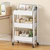 Home Living Room Snack Storage Cart with Iron Frame, Reading Stand by Desk, Backpack Holder