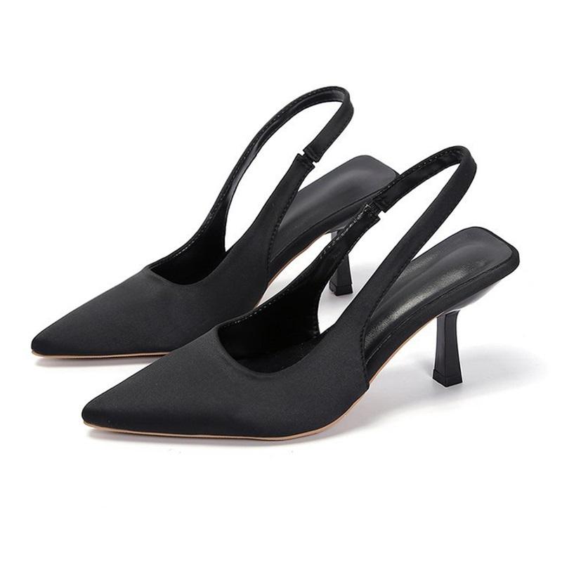 Womens Pointed Toe Slingback Pumps Elegant Stiletto High Heels 35 чёрный