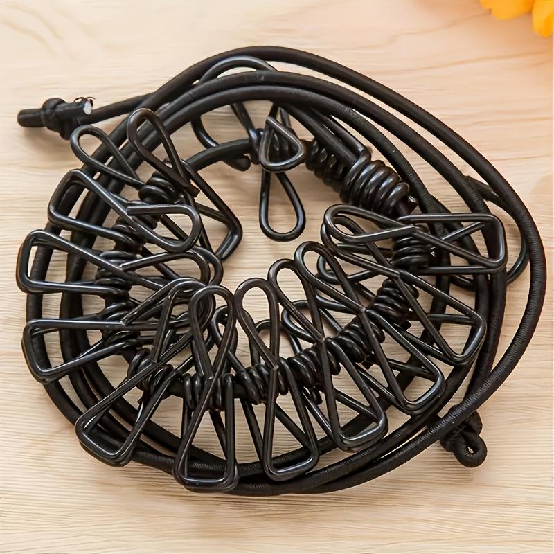 

Portable Travel Clothesline with 12 Clips Available In 4 Colors - Windproof, Retractable, and Elastic Laundry Line, Clotheslines чёрный