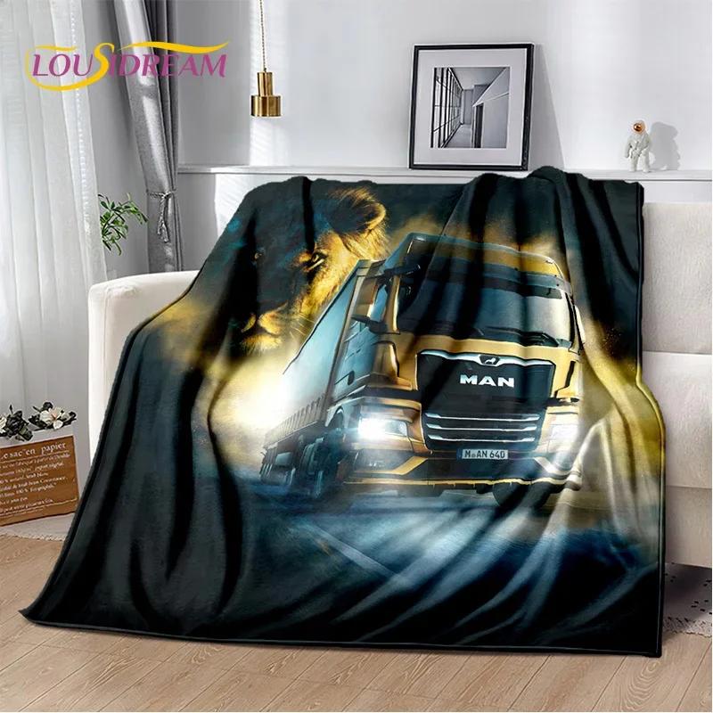 Coperta morbida in flanella 3D con motivo Camion per Letti Camera da letto Divano Picnic, Coperta da lancio per Coprire Tempo libero all'aperto Riposo Regalo